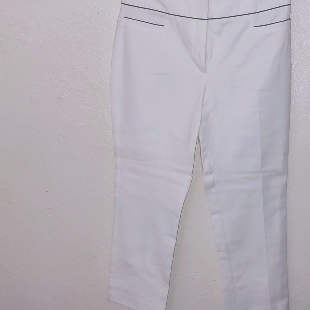 New Ann Taylor White with Black Trim Ankle Length Dress Pants size 8